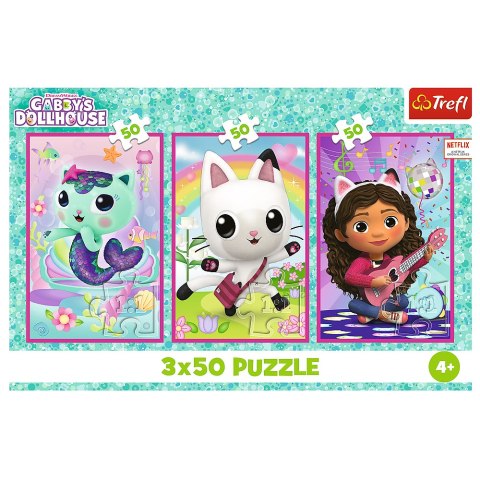 Puzzle 3x50 - Poznajcie Gabby i kotki Gabbys Dollhouse Trefl 34876