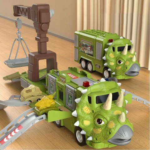 CIĘŻARÓWKA DINOZAUR Z AUTAMI TRICERATOPS DŹWIG 691 CIĘŻARÓWKA DINOZAUR Z AUTAMI TRICERATOPS DŹWIG 691