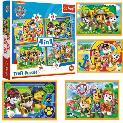 Puzzle 4w1 Psi Patrol wakacyjny 4+ Trefl 34395 Puzzle 4w1 Psi Patrol wakacyjny 4+ Trefl 34395