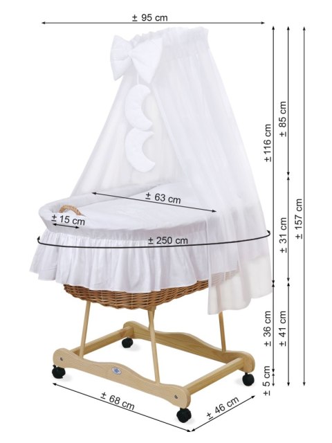 Kosz Mojżesza wiklinowy z baldachimem- Little Prince Princess kremowy Kosz Mojżesza wiklinowy z baldachimem- Little Prince Princess kremowy
