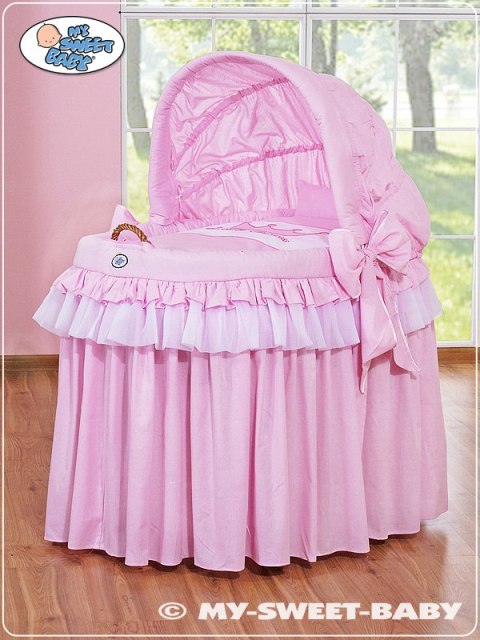 Kosz Mojżesza wiklinowy ze składaną budką- Little Princess różowy Kosz Mojżesza wiklinowy ze składaną budką- Little Princess różowy