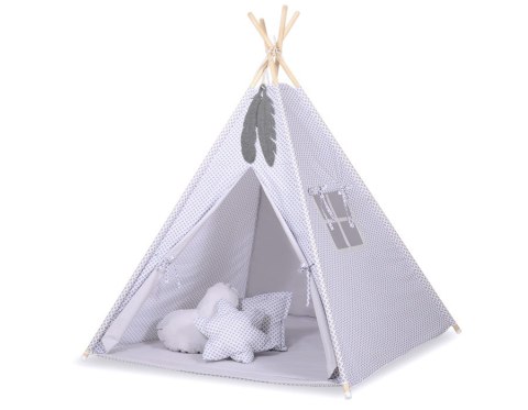 Namiot TIPI dla dzieci +mata + zawieszki pióra - mini-rozeta szara Namiot TIPI dla dzieci +mata + zawieszki pióra - mini-rozeta szara