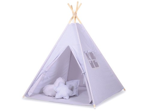 Namiot TIPI dla dzieci +mata + zawieszki pióra - mini-rozeta szara Namiot TIPI dla dzieci +mata + zawieszki pióra - mini-rozeta szara