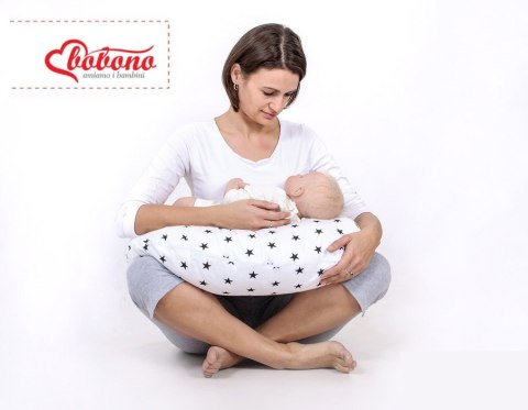 Poduszka do karmienia- Granatowe groszki na białym Poduszka do karmienia- Granatowe groszki na białym