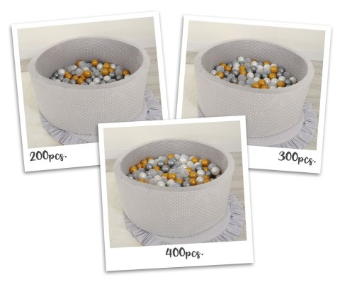 Suchy basen minky H-40 cm z piłkami 200szt.- jasnoszary Suchy basen minky H-40 cm z piłkami 200szt.- jasnoszary