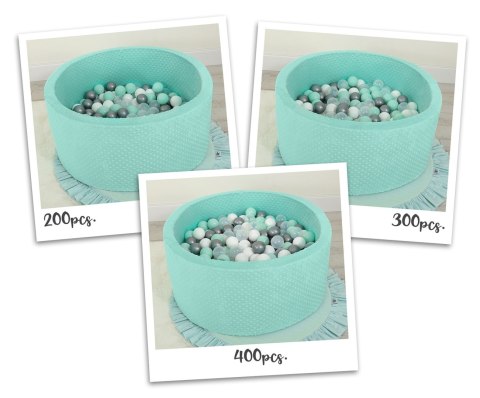 Suchy basen minky H-40 cm z piłkami 200szt.- miętowy Suchy basen minky H-40 cm z piłkami 200szt.- miętowy