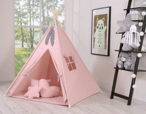 Namiot TIPI dla dzieci +mata + zawieszki pióra - brudny róż Namiot TIPI dla dzieci +mata + zawieszki pióra - brudny róż