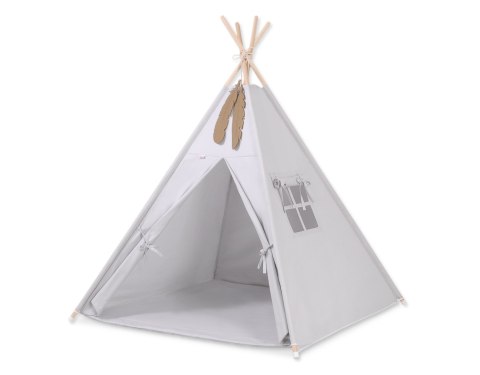 Namiot TIPI dla dzieci +mata + zawieszki pióra - szary Namiot TIPI dla dzieci +mata + zawieszki pióra - szary