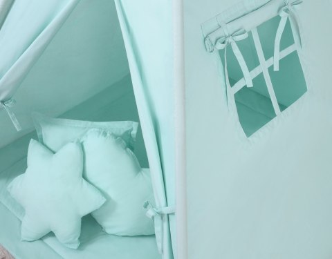 Namiot Tipi dla dzieci + zawieszki pióra - jasna mięta Namiot Tipi dla dzieci + zawieszki pióra - jasna mięta