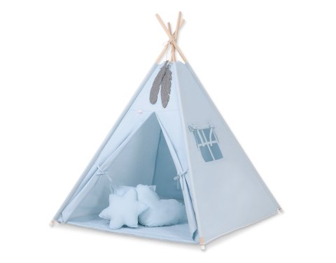 Namiot Tipi dla dzieci + zawieszki pióra - niebieski Namiot Tipi dla dzieci + zawieszki pióra - niebieski