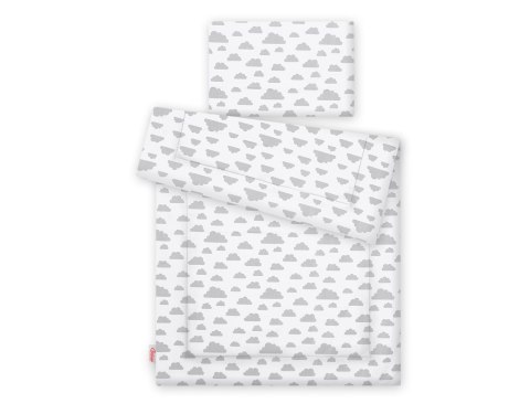 Komplet pościeli dla dzieci z wypełnieniem 120x90cm - chmurki szare Komplet pościeli dla dzieci z wypełnieniem 120x90cm - chmurki szare