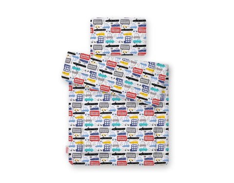 Komplet pościeli dla niemowląt z wypełnieniem 2-cz 75x100cm NEWBORN - autka kolorowe Komplet pościeli dla niemowląt z wypełnieniem 2-cz 75x100cm NEWBORN - autka kolorowe