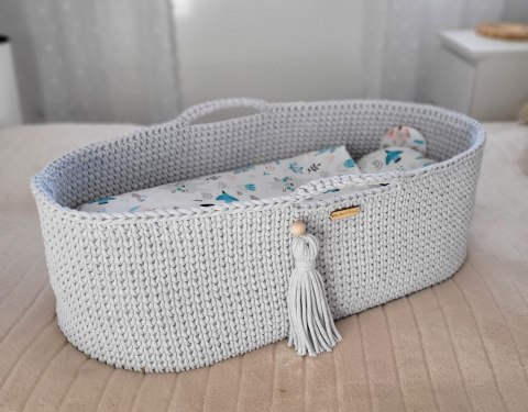 Kosz Mojżesza BOHO bawełniany Handmade z materacykiem - jasny szary Kosz Mojżesza BOHO bawełniany Handmade z materacykiem - jasny szary