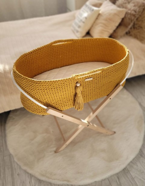 Kosz Mojżesza BOHO bawełniany Handmade z materacykiem - musztardowy Kosz Mojżesza BOHO bawełniany Handmade z materacykiem - musztardowy