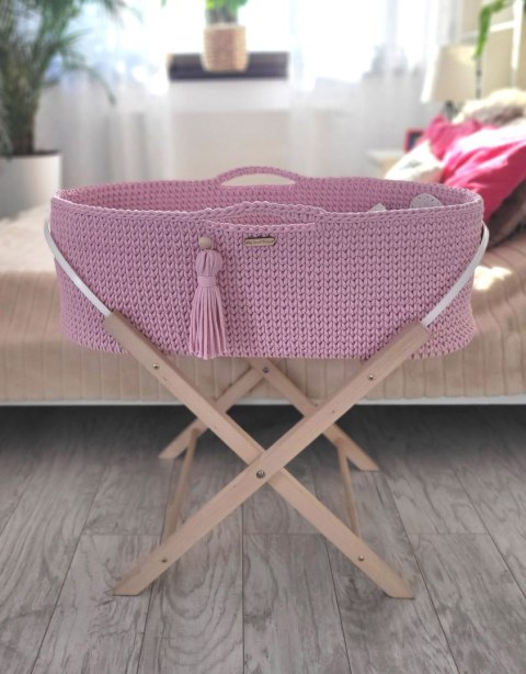 Kosz Mojżesza BOHO bawełniany Handmade z materacykiem - różowy Kosz Mojżesza BOHO bawełniany Handmade z materacykiem - różowy