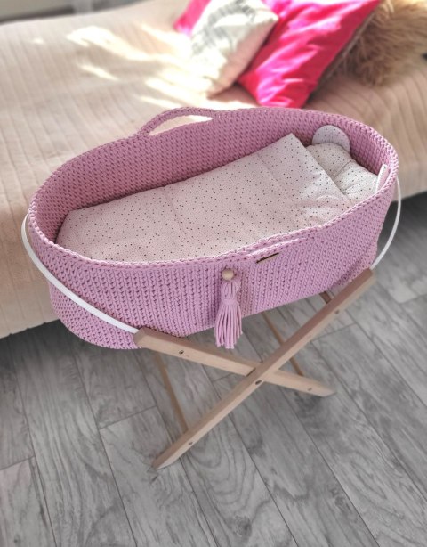 Kosz Mojżesza BOHO bawełniany Handmade z materacykiem - różowy Kosz Mojżesza BOHO bawełniany Handmade z materacykiem - różowy