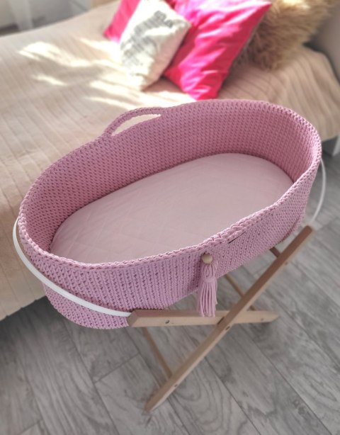 Kosz Mojżesza BOHO bawełniany Handmade z materacykiem - różowy Kosz Mojżesza BOHO bawełniany Handmade z materacykiem - różowy