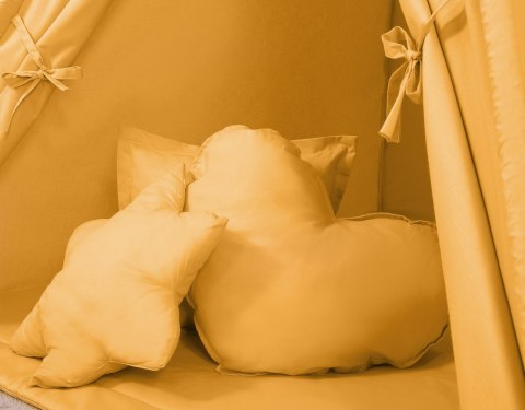 Namiot TIPI dla dzieci + mata + poduszki + zawieszki pióra - musztardowy Namiot TIPI dla dzieci + mata + poduszki + zawieszki pióra - musztardowy