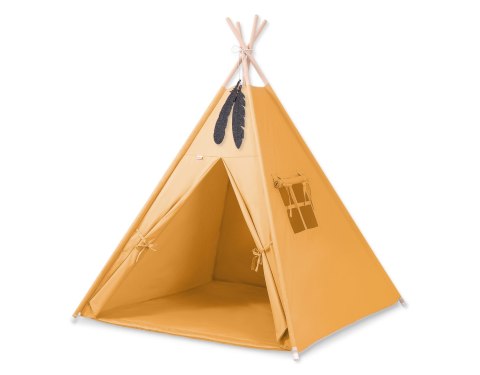 Namiot TIPI dla dzieci +mata + zawieszki pióra - musztardowy Namiot TIPI dla dzieci +mata + zawieszki pióra - musztardowy