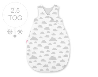 Śpiworek niemowlęcy całoroczny ocieplany 75 cm- chmurki szare/szary