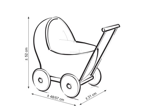 Wiklinowy wózek dla lalek pchacz szary pościelką i miękką wyściółką retro róż Wiklinowy wózek dla lalek pchacz szary pościelką i miękką wyściółką retro róż