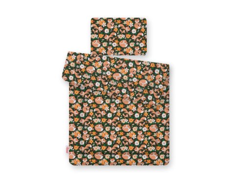 Komplet pościeli dla niemowląt z wypełnieniem 2-cz 75x100cm NEWBORN - lisia rodzinka na zieleni Komplet pościeli dla niemowląt z wypełnieniem 2-cz 75x100cm NEWBORN - lisia rodzinka na zieleni