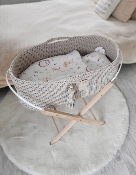 Kosz Mojżesza BOHO Handmade ze stojakiem - jasny beżowy Kosz Mojżesza BOHO Handmade ze stojakiem - jasny beżowy