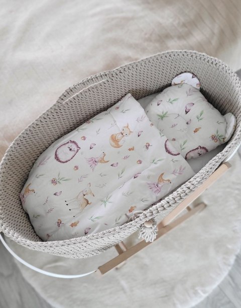 Kosz Mojżesza BOHO Handmade ze stojakiem - jasny beżowy Kosz Mojżesza BOHO Handmade ze stojakiem - jasny beżowy