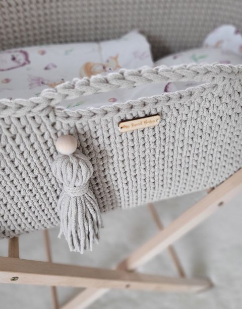 Kosz Mojżesza BOHO Handmade ze stojakiem - jasny beżowy Kosz Mojżesza BOHO Handmade ze stojakiem - jasny beżowy