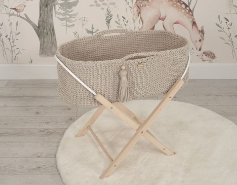 Kosz Mojżesza BOHO Handmade ze stojakiem - jasny beżowy Kosz Mojżesza BOHO Handmade ze stojakiem - jasny beżowy