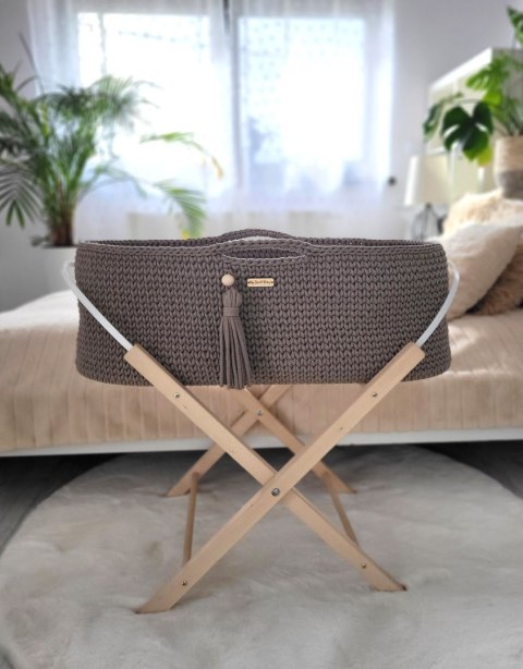 Kosz Mojżesza BOHO Handmade ze stojakiem - mocca Kosz Mojżesza BOHO Handmade ze stojakiem - mocca