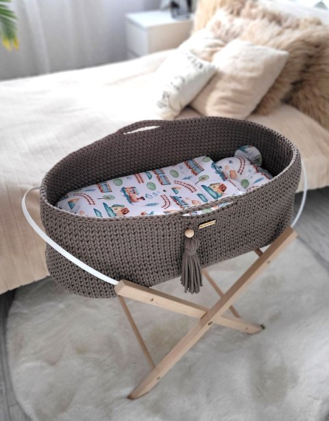 Kosz Mojżesza BOHO Handmade ze stojakiem - mocca Kosz Mojżesza BOHO Handmade ze stojakiem - mocca