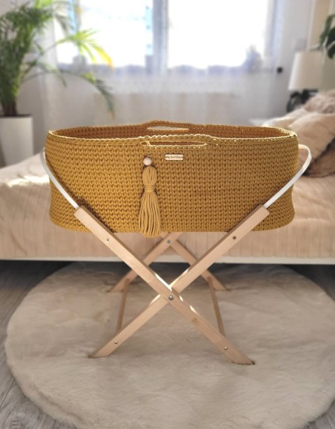 Kosz Mojżesza BOHO Handmade ze stojakiem - musztardowy Kosz Mojżesza BOHO Handmade ze stojakiem - musztardowy