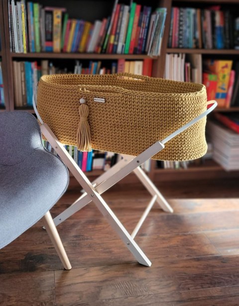 Kosz Mojżesza BOHO Handmade ze stojakiem - musztardowy Kosz Mojżesza BOHO Handmade ze stojakiem - musztardowy