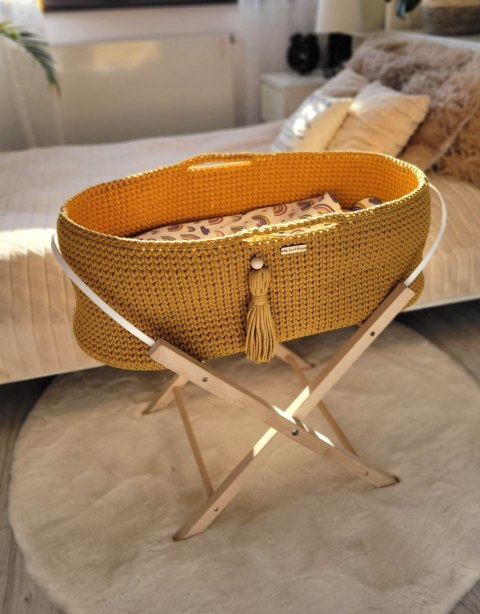 Kosz Mojżesza BOHO Handmade ze stojakiem - musztardowy Kosz Mojżesza BOHO Handmade ze stojakiem - musztardowy