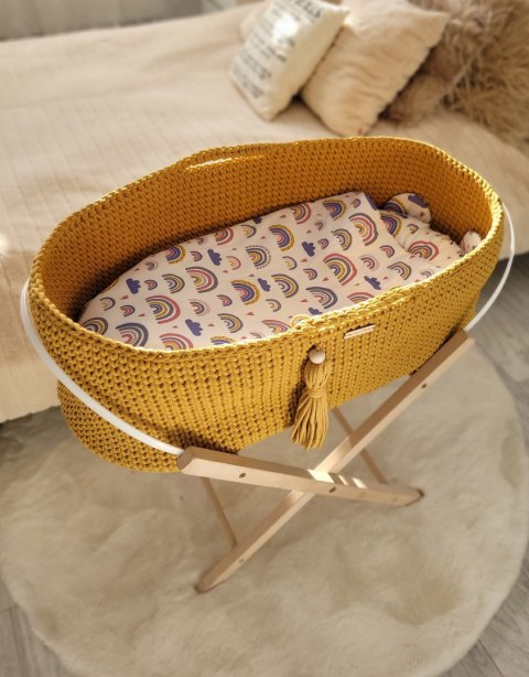 Kosz Mojżesza BOHO Handmade ze stojakiem - musztardowy Kosz Mojżesza BOHO Handmade ze stojakiem - musztardowy