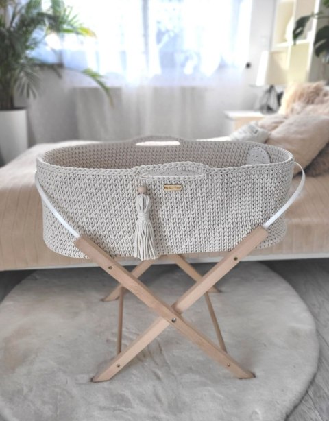 Kosz Mojżesza BOHO Handmade ze stojakiem - śmietanka Kosz Mojżesza BOHO Handmade ze stojakiem - śmietanka