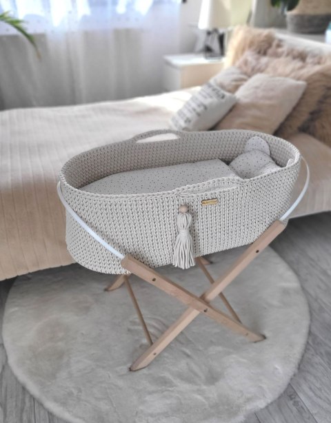 Kosz Mojżesza BOHO Handmade ze stojakiem - śmietanka Kosz Mojżesza BOHO Handmade ze stojakiem - śmietanka