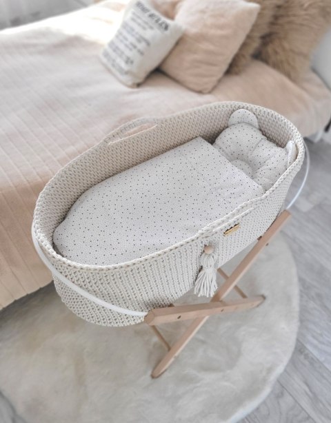 Kosz Mojżesza BOHO Handmade ze stojakiem - śmietanka Kosz Mojżesza BOHO Handmade ze stojakiem - śmietanka