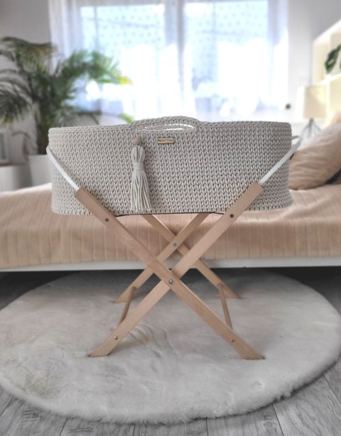 Kosz Mojżesza BOHO Handmade ze stojakiem - śmietanka Kosz Mojżesza BOHO Handmade ze stojakiem - śmietanka
