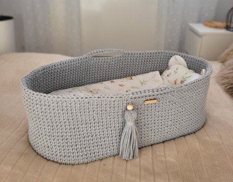 Kosz Mojżesza BOHO Handmade ze stojakiem - szary Kosz Mojżesza BOHO Handmade ze stojakiem - szary