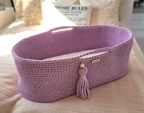 Kosz Mojżesza BOHO bawełniany Handmade z materacykiem - lawendowy Kosz Mojżesza BOHO bawełniany Handmade z materacykiem - lawendowy