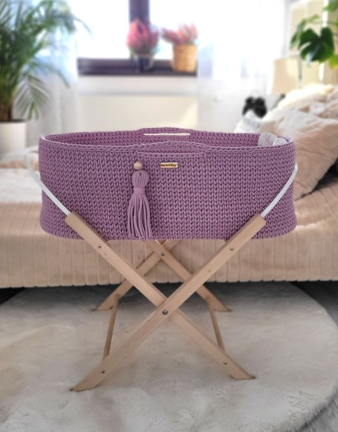 Kosz Mojżesza BOHO bawełniany Handmade z materacykiem - lawendowy Kosz Mojżesza BOHO bawełniany Handmade z materacykiem - lawendowy