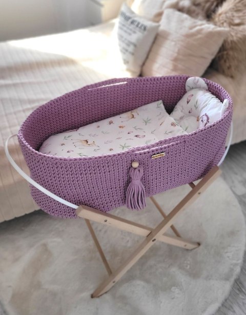 Kosz Mojżesza BOHO bawełniany Handmade z materacykiem - lawendowy Kosz Mojżesza BOHO bawełniany Handmade z materacykiem - lawendowy