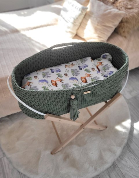 Kosz Mojżesza BOHO bawełniany Handmade z materacykiem - szałwia Kosz Mojżesza BOHO bawełniany Handmade z materacykiem - szałwia
