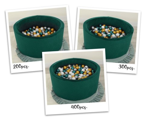 Suchy basen minky H-40 cm z piłkami 200szt.- zieleń butelkowa Suchy basen minky H-40 cm z piłkami 200szt.- zieleń butelkowa