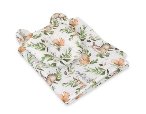 Kołderka z wypełnieniem i poduszka profilowana Miś - zestaw 2cz. - woodland green Kołderka z wypełnieniem i poduszka profilowana Miś - zestaw 2cz. - woodland green