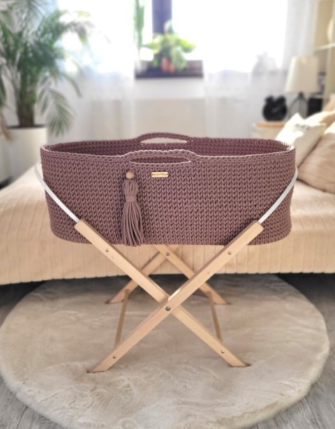 Kosz Mojżesza BOHO Handmade ze stojakiem - mauve Kosz Mojżesza BOHO Handmade ze stojakiem - mauve