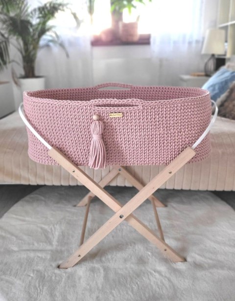 Kosz Mojżesza BOHO Handmade ze stojakiem - pastel pink Kosz Mojżesza BOHO Handmade ze stojakiem - pastel pink