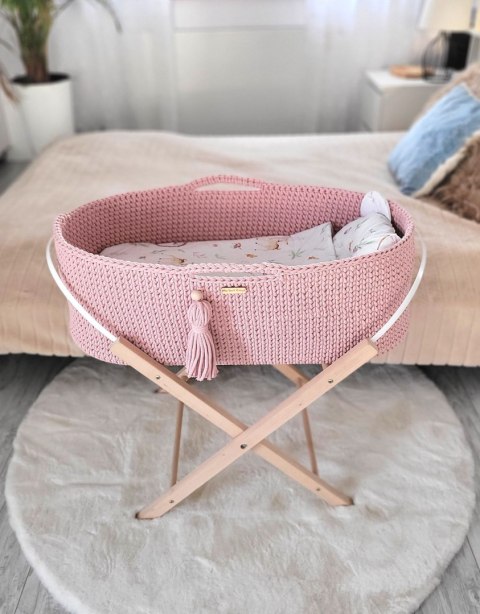 Kosz Mojżesza BOHO Handmade ze stojakiem - pastel pink Kosz Mojżesza BOHO Handmade ze stojakiem - pastel pink